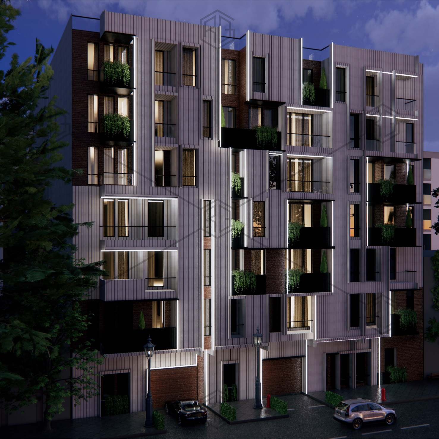 نورپردازی شب مجتمع مسکونی پرستوی عظیمیه کرج