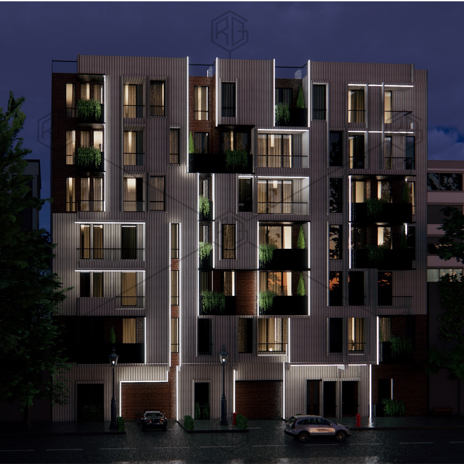 نورپردازی شب نمای مجتمع مسکونی پرستوی عظیمیه کرج