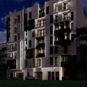 نورپردازی نمای شب مجتمع مسکونی پرستوی عظیمیه کرج